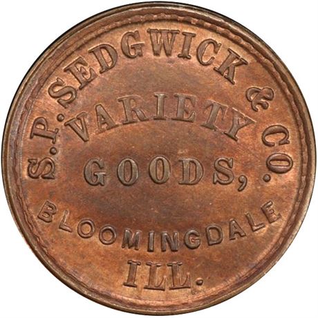 3  -  IL065A-6d R7 PCGS MS65 Bloomington Illinois Civil War token