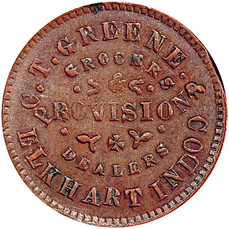 32  -  IN260C-3a R9 PCGS AU58 Elkhart Indiana Civil War token