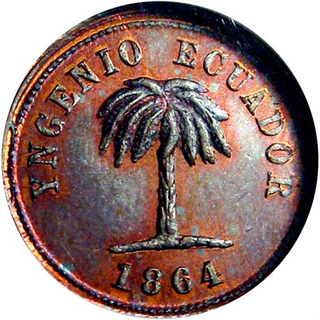 309  -  253/432 a R9 NGC MS64 RB Cuba Mule Patriotic Civil War token