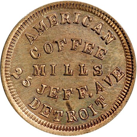 62  -  MI225 B-5d R9 PCGS MS64 Detroit Michigan Civil War token