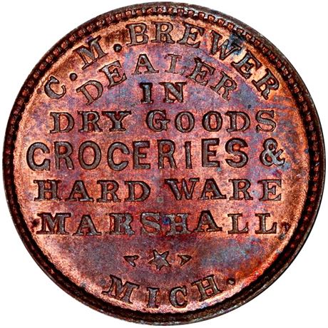 80  -  MI610B-3a R5 PCGS MS65+ BN Marshall Michigan Civil War token