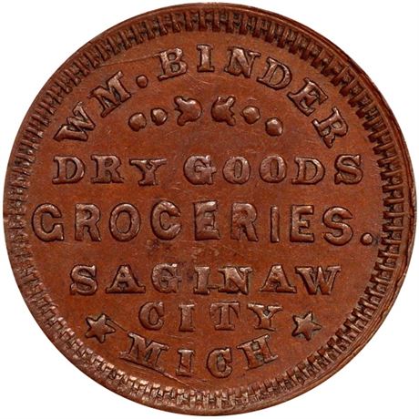 82  -  MI845A-1a R6 PCGS AU58 Saginaw City Michigan Civil War token