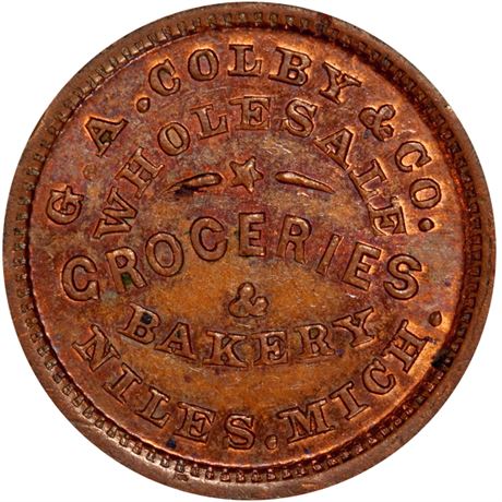 81  -  MI700A-1a R5 PCGS MS63 BN Niles Michigan Civil War token