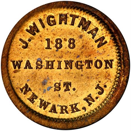 89  -  NJ555C- 1b R8 PCGS MS66 Newark New Jersey Civil War token