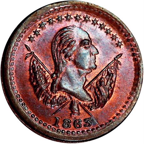 272  -  118/419 a R5 PCGS MS65 BN George Washington Patriotic Civil War token