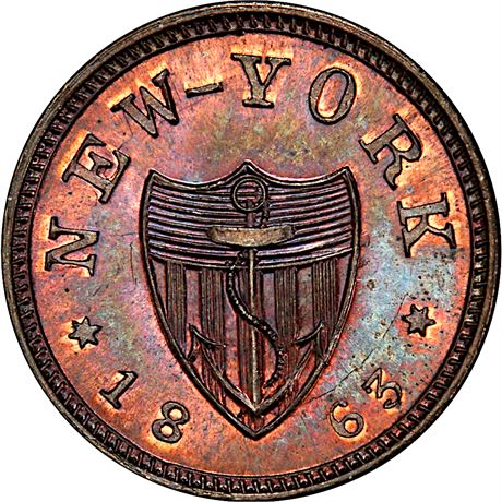 7  -  NY630BK-2a PCGS MS65 New York City Civil War token