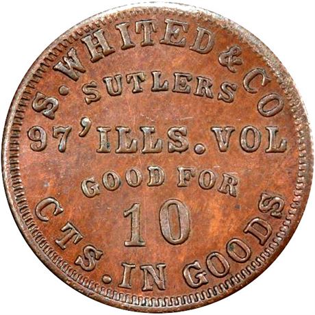 319  -  IL-97-10Cc R8 PCGS MS64 BN 97th Illinois Civil War Sutler token