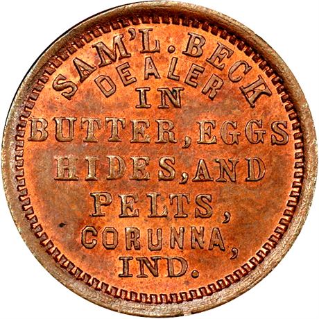 30  -  IN190A-1a R6 PCGS MS64 BN Corunna Indiana Civil War token