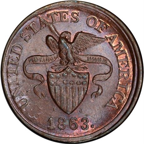 196/355 a Eagle on Union Shield Patriotic Cent Civil War Token PCGS MS66