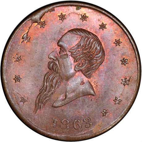 NY630AQ-8a Lindenmueller Double Head Mule New York Civil War Token PCGS MS64 R8