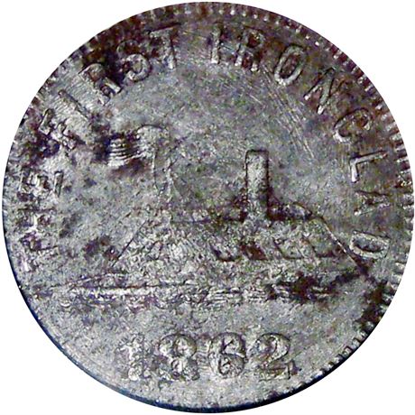 66  -  498/499 Iron R8 NGC MS61 Merrimac Relic Patriotic Civil War token