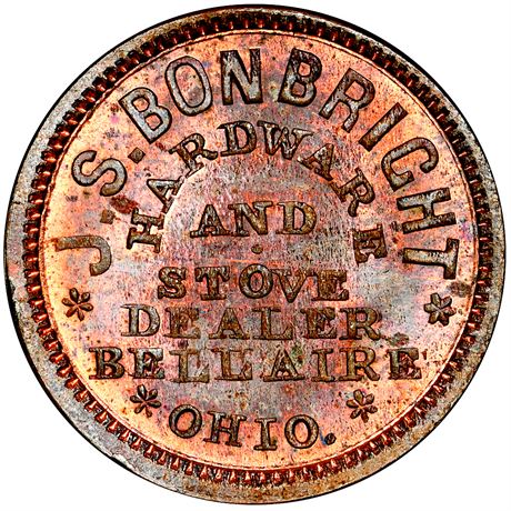 183  -  OH060B-1a R7 NGC MS64 BN Bellaire Ohio Civil War token
