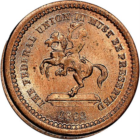 32  -  178/267 d R8 NGC MS65 Copper Nickel Patriotic Civil War token