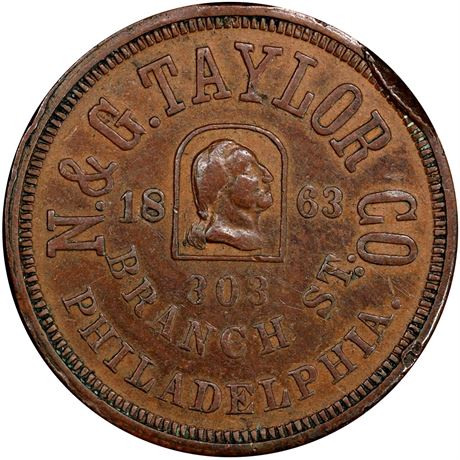 292  -  PA750V-2a R9 PCGS AU Details Very Rare George Washington Civil War token