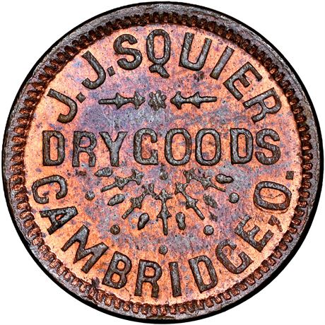 188  -  OH115B-10a R9 NGC MS64 RB Cambridge Ohio Civil War token