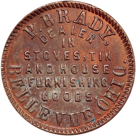 185  -  OH065B-1a R6 PCGS MS64 BN Bellevue Ohio Civil War token