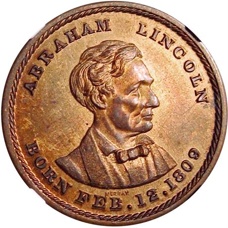 503  -  AL 1860-45 CU  NGC MS64 RB 1860 Abraham Lincoln Political token