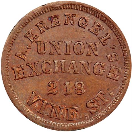 214  -  OH165CW-14a R8 PCGS MS64 BN Cincinnati Ohio Civil War token