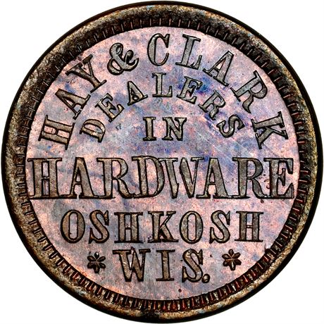 320  -  WI620F-1a R5 NGC MS65 BN Oshkosh Wisconsin Civil War token