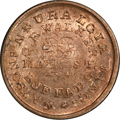 144  -  NY105R-1do R9 PCGS MS63 Over Cent Buffalo New York Civil War token