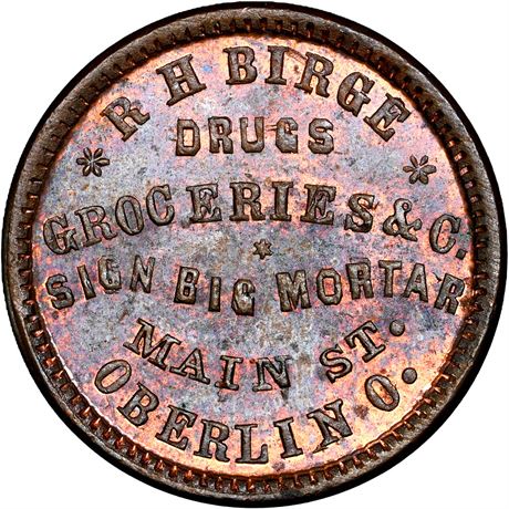 262  -  OH690A-1a R5 NGC MS64 BN Oberlin Ohio Civil War token
