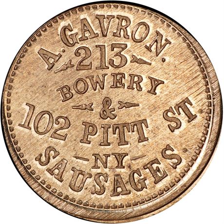 155  -  NY630AB-7d R8 PCGS MS64 Copper Nickel New York City Civil War token