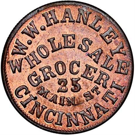 204  -  OH165BL-4a R7 NGC MS65 RB Cincinnati Ohio Civil War token