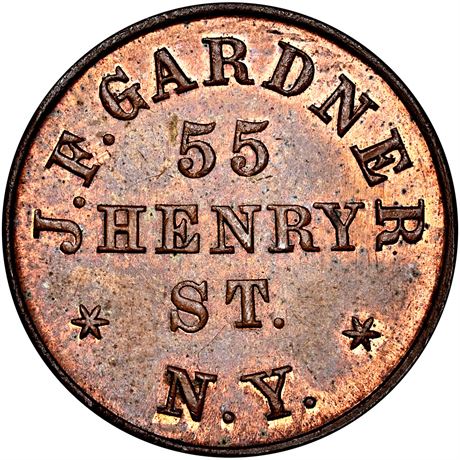 154  -  NY630AA-1a R5 NGC MS64 BN New York City Civil War token