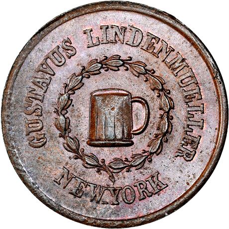 163  -  NY630AQ-7a R9 NGC MS65 BN Doubletailer New York City Civil War token