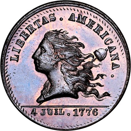 485  -  MILLER Pa Ph 701A  NGC MS66 BN PL Libertas Americana Merchant token