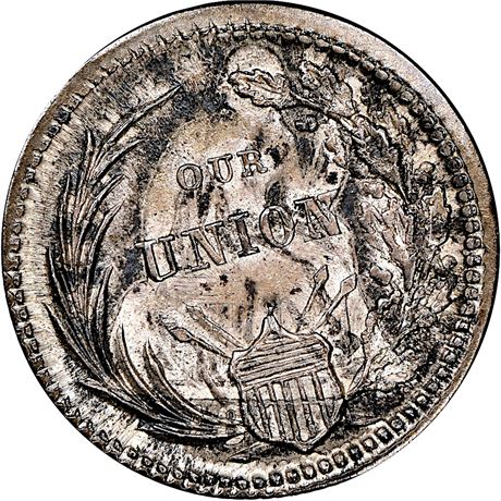 33  -  178/267 fo R9 NGC MS66 Over Silver Dime Patriotic Civil War token