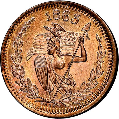 45  -  218/417 d R8 NGC MS66 Copper Nickel Amazon Patriotic Civil War token