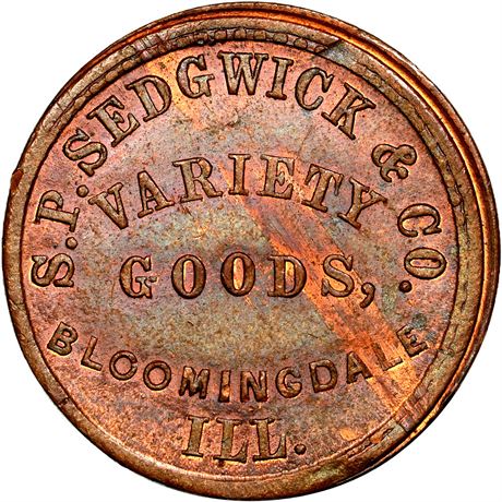 83  -  IL065A-4a R9 NGC MS64 RB Rare Bloomington Illinois Civil War token