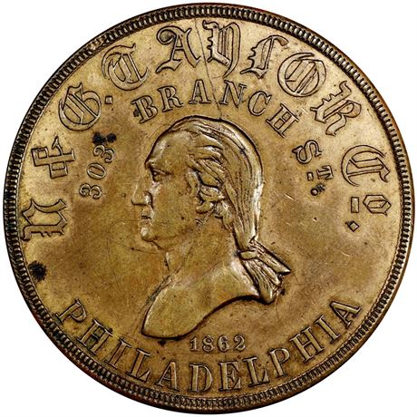 293  -  PA750V-8b R10 PCGS UNC Details Unique Philadelphia Civil War token