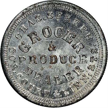 225  -  OH165FV-6i R9 NGC MS66 Tin Plate Cincinnati Ohio Civil War token