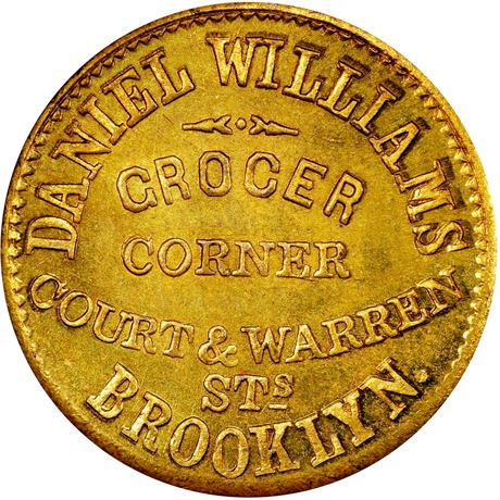 142  -  NY095F-4b R9 PCGS MS64 Brass Brooklyn New York Civil War token