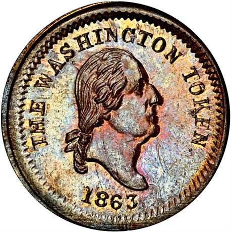 170  -  NY630BG-2a R9 PCGS MS64 RB Rare Washington New York City Civil War token