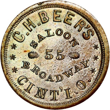 193  -  OH165 L-4a R6 NGC MS65 BN Cincinnati Ohio Civil War token