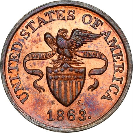 173  -  NY630BV- 6a R2 NGC MS64 RB New York City Civil War token