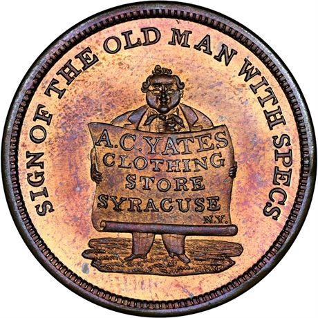 NY 1029 NGC MS67 RB Old Man Syracuse New York Merchant token