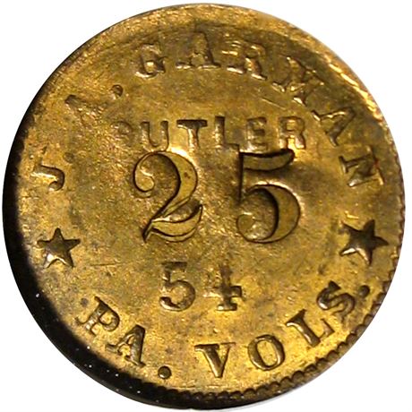 PA-54-25B R5 NGC MS63 54th Pennsylvania Civil War Sutler token