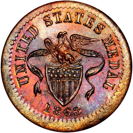 3  -  NY630BV- 9a R9 NGC MS64 RB New York City Civil War token