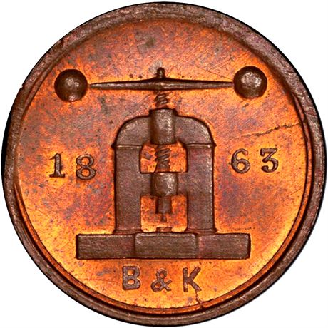 2  -  NY630BV- 1a R3 PCGS MS65 RB New York City Civil War token