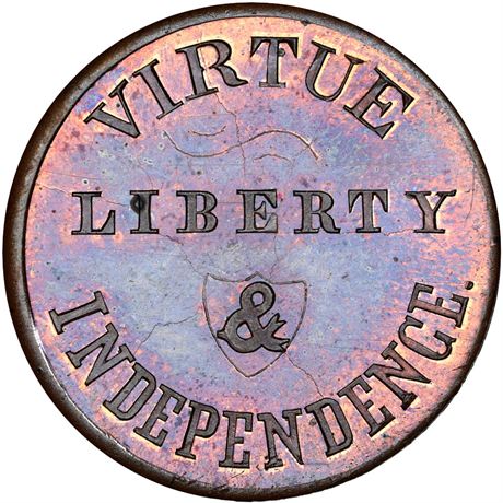 NY 997 NGC MS65 RB 1860 Woodgate Virtue Liberty New York Merchant token
