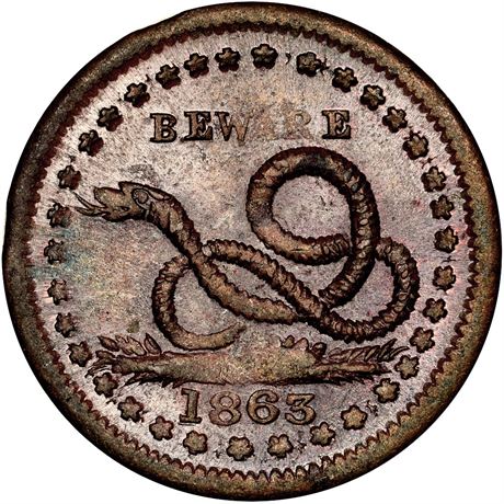 24  -  136/397 a R1 NGC MS64 BN Copperhead Snake Patriotic Civil War token
