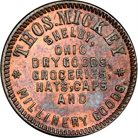 271  -  OH805B-1a R4 NGC MS65 RB Shelby Ohio Civil War token