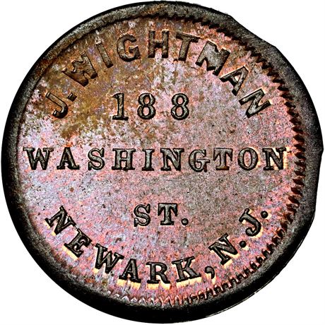 140  -  NJ555C- 9a R8 NGC MS64 BN Rare Newark New Jersey Civil War token