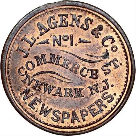 138  -  NJ555A-5a R4 NGC MS64 RB Newark New Jersey Civil War token