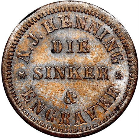158  -  NY630AH-1a R4 NGC MS64 BN Die Sinker New York City Civil War token