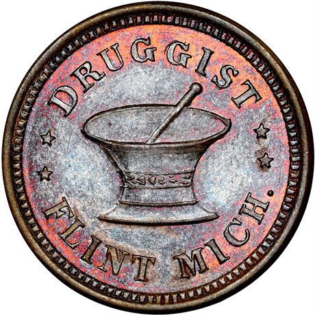 125  -  MI320A-1a R3 NGC MS63 BN Flint Michigan Civil War token